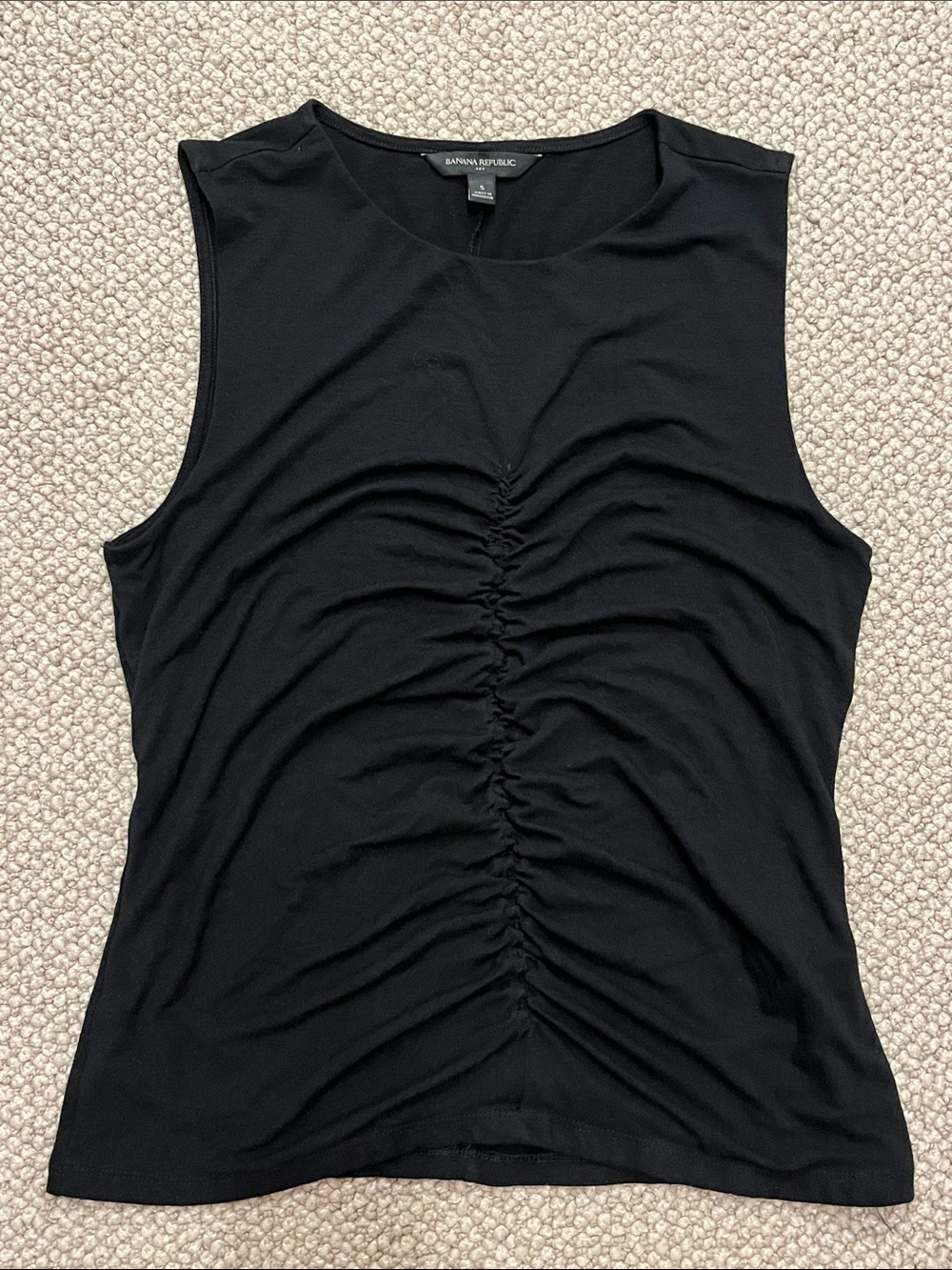 Banana Republic Black Ruched Front Sleeveless Tank